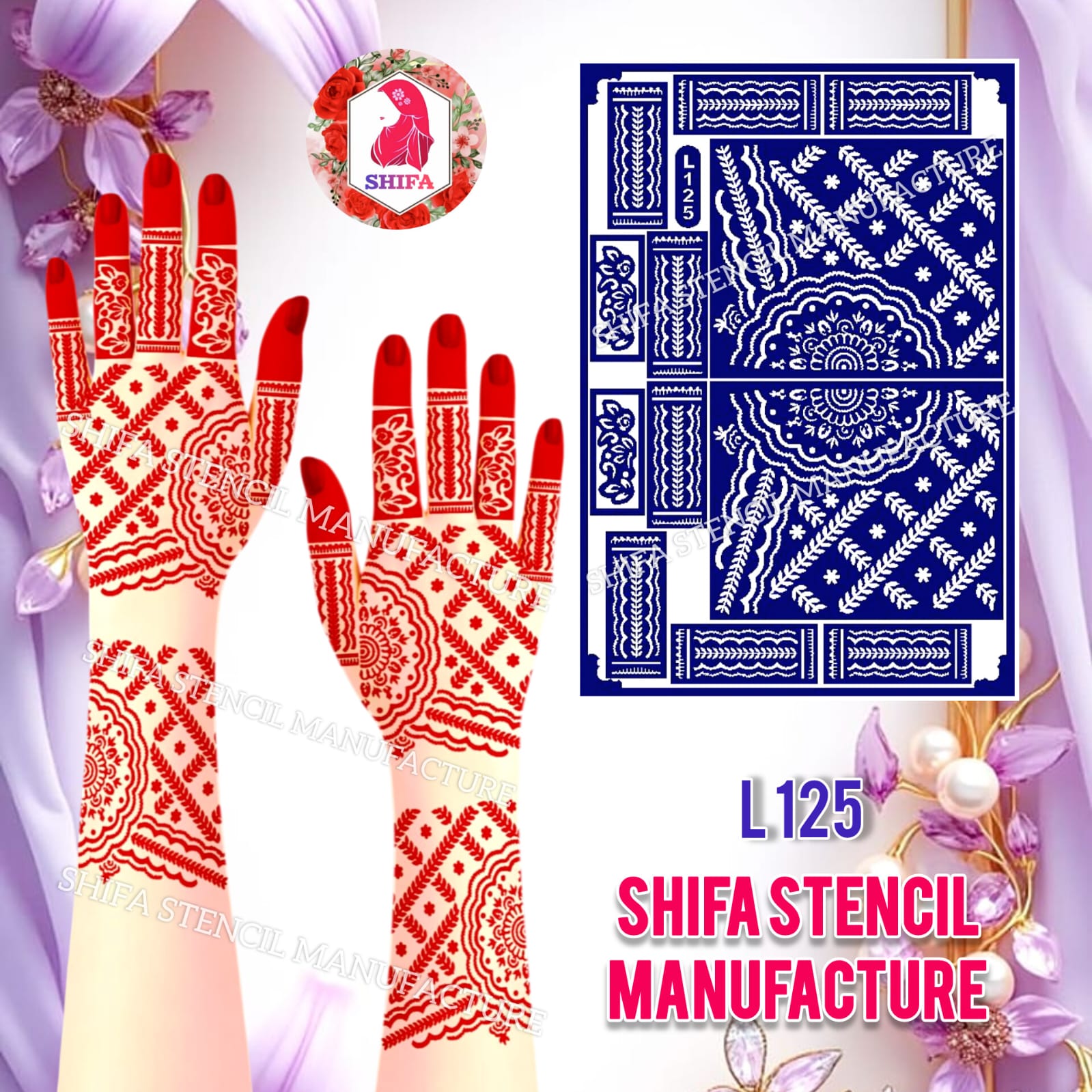L 125 The Classic Mandala Sticker Overview Henna Stencil - Shifa Stencil